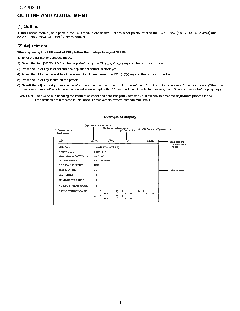 SHARP LC-42D85U SUPP Service Manual download, schematics, eeprom