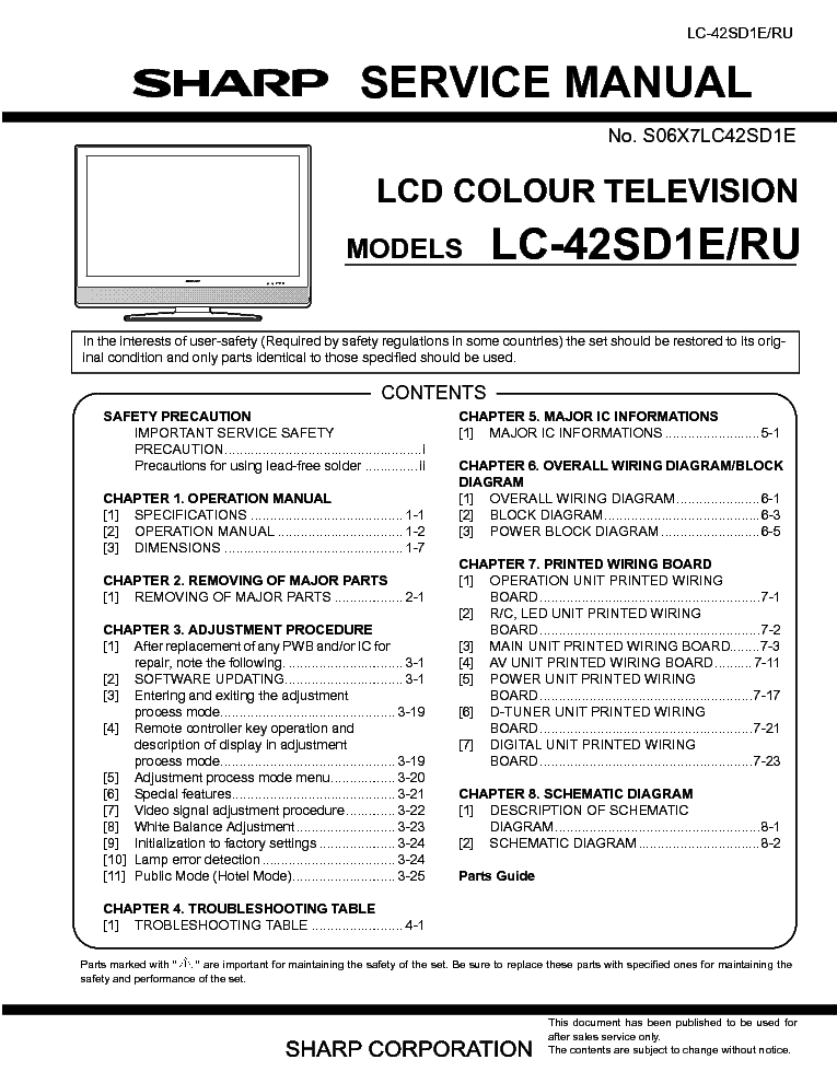 SHARP LC-42SD1E RU service manual (1st page)