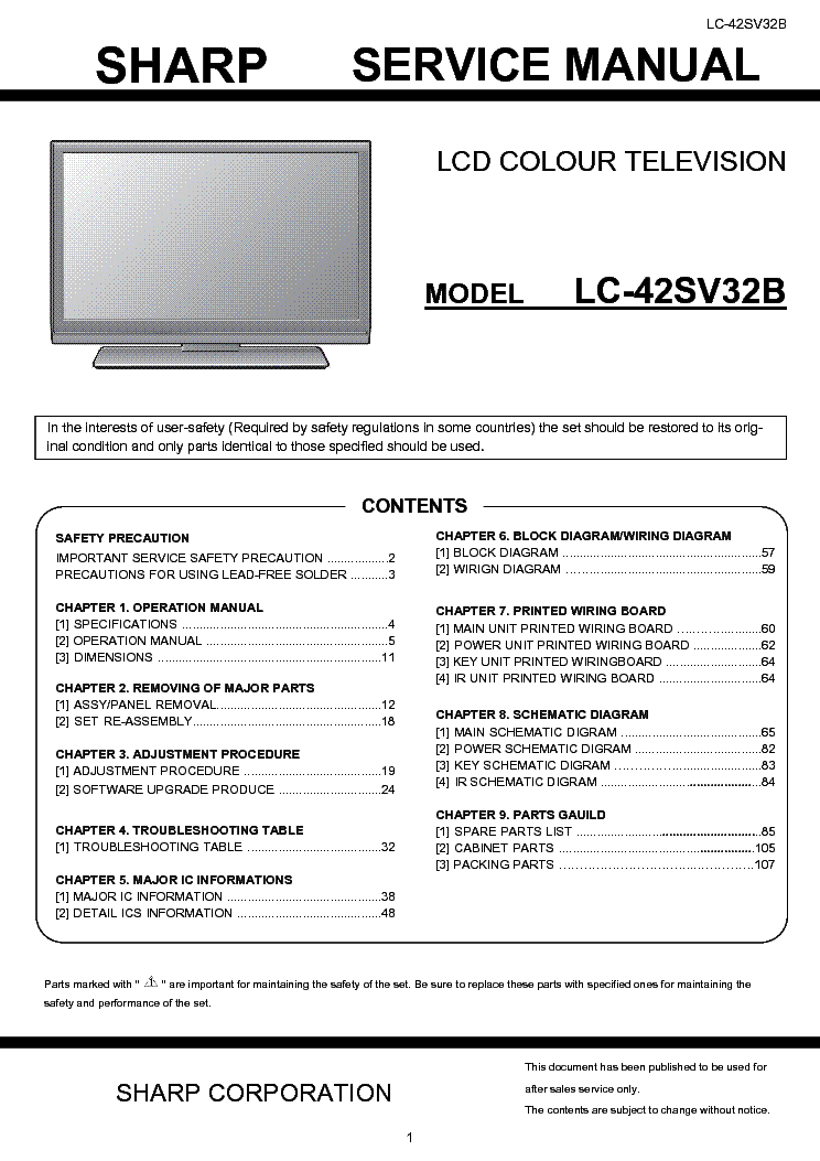 SHARP LC-42SV32B SM service manual (1st page)