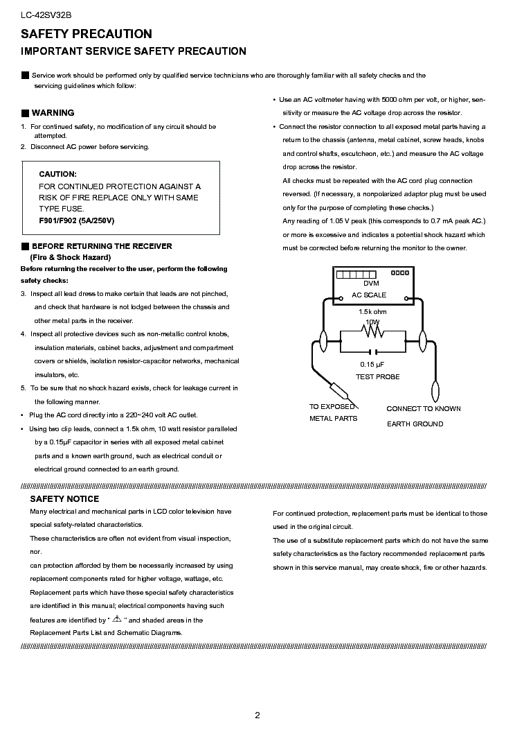 SHARP LC-42SV32B SM service manual (2nd page)