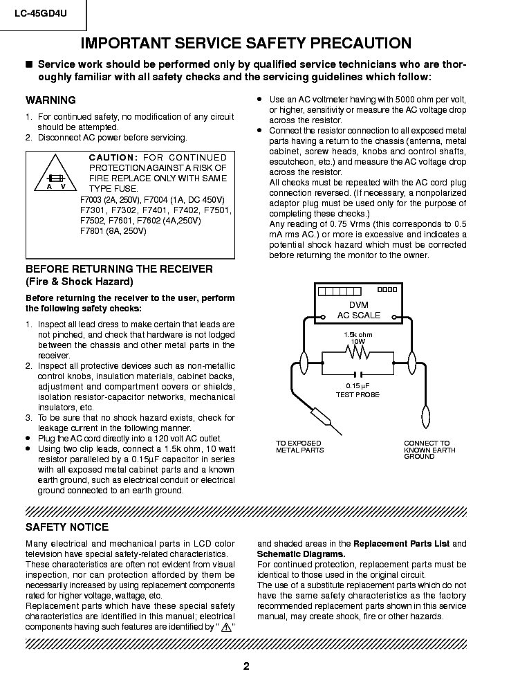 SHARP LC-45GD4U SM service manual (2nd page)
