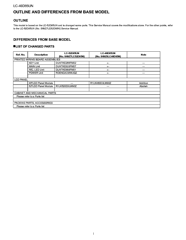 SHARP LC-46D85UN SM NO-SCH service manual (2nd page)
