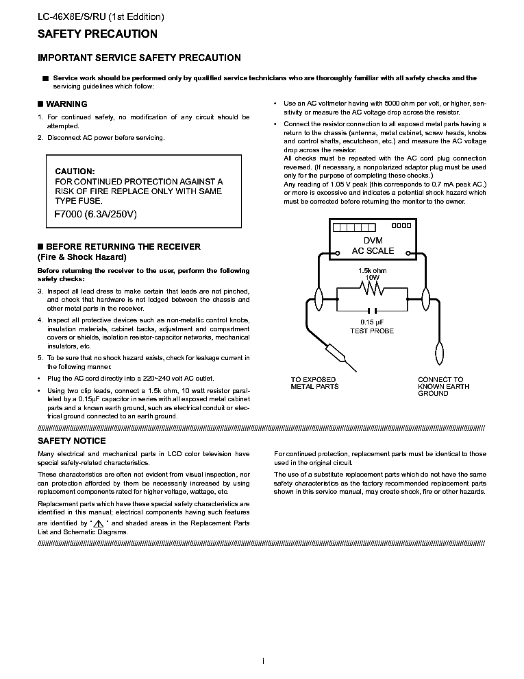 SHARP LC-46X8E S RU service manual (2nd page)