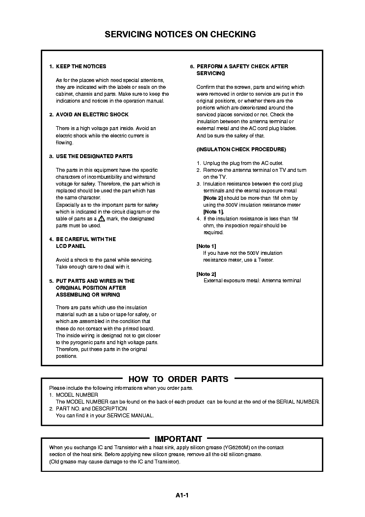 SHARP LC-50LE458X service manual (2nd page)