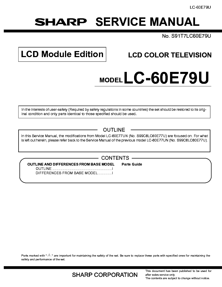 SHARP LC-60E79U LCD MODULE EDITION service manual (1st page)