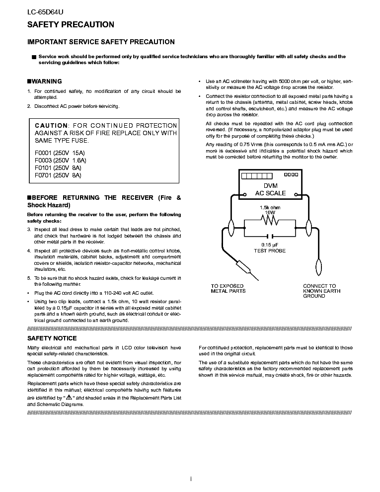 SHARP LC-65D64U service manual (2nd page)