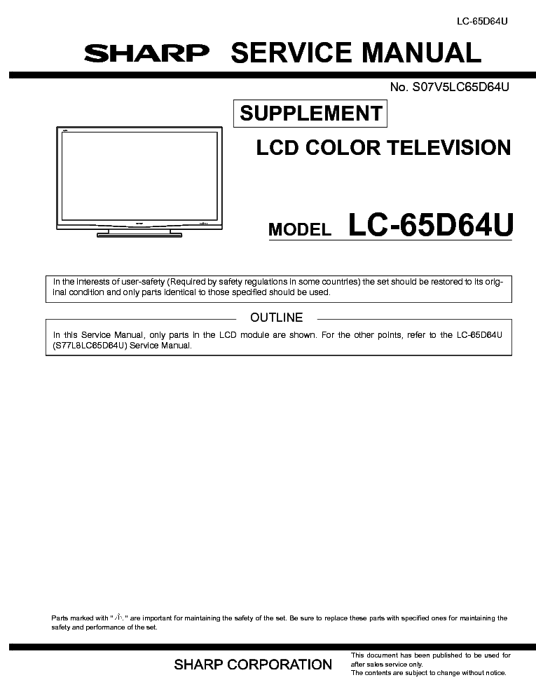 SHARP LC-65D64U SUPP service manual (1st page)