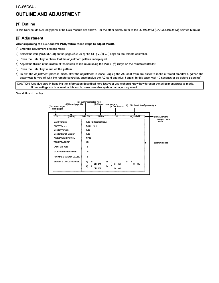 SHARP LC-65D64U SUPP service manual (2nd page)