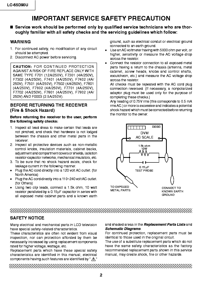 SHARP LC-65D90U service manual (2nd page)