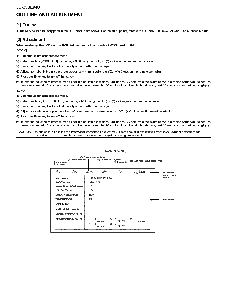 SHARP LC-65SE94U SUPP service manual (2nd page)
