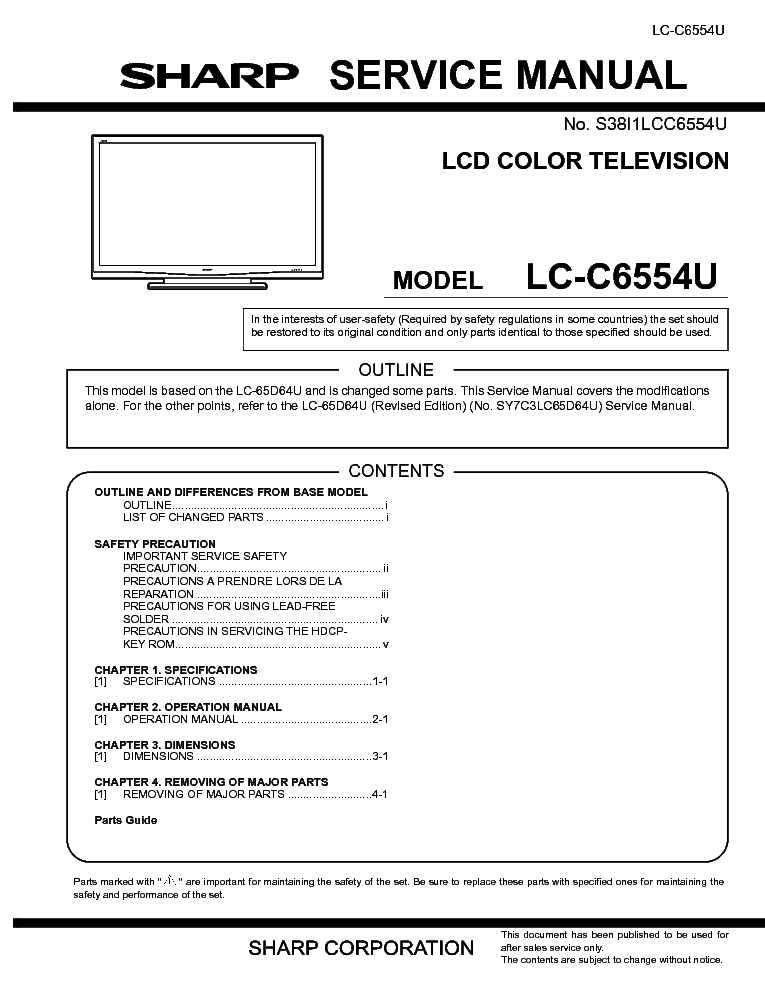 SHARP LC-C6554U service manual (1st page)