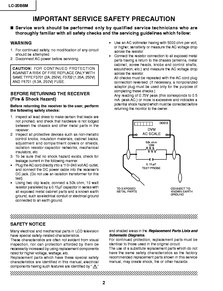 SHARP LC20B6M SM service manual (2nd page)