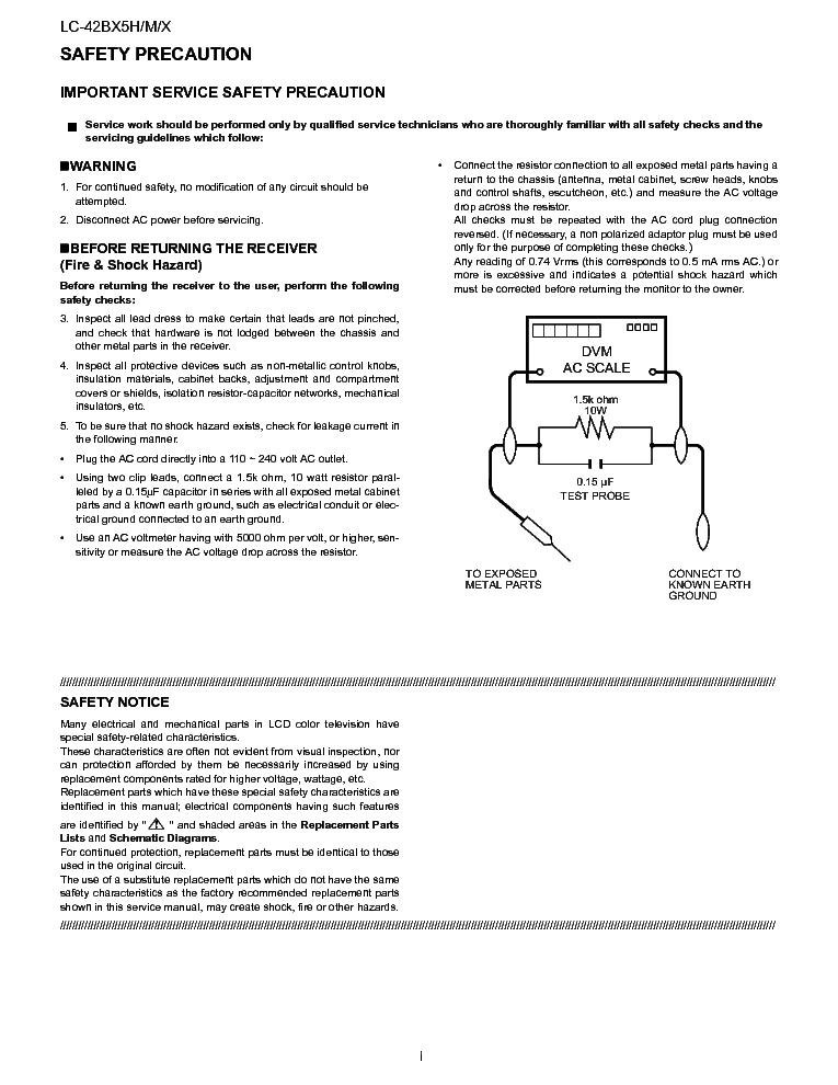 SHARP LC42BX5H-M-X SM service manual (2nd page)
