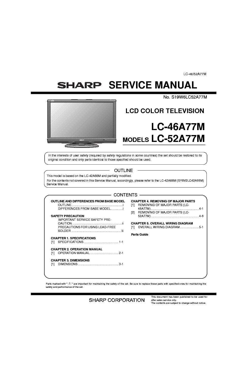 SHARP LC46-52A77M SM GB service manual (1st page)