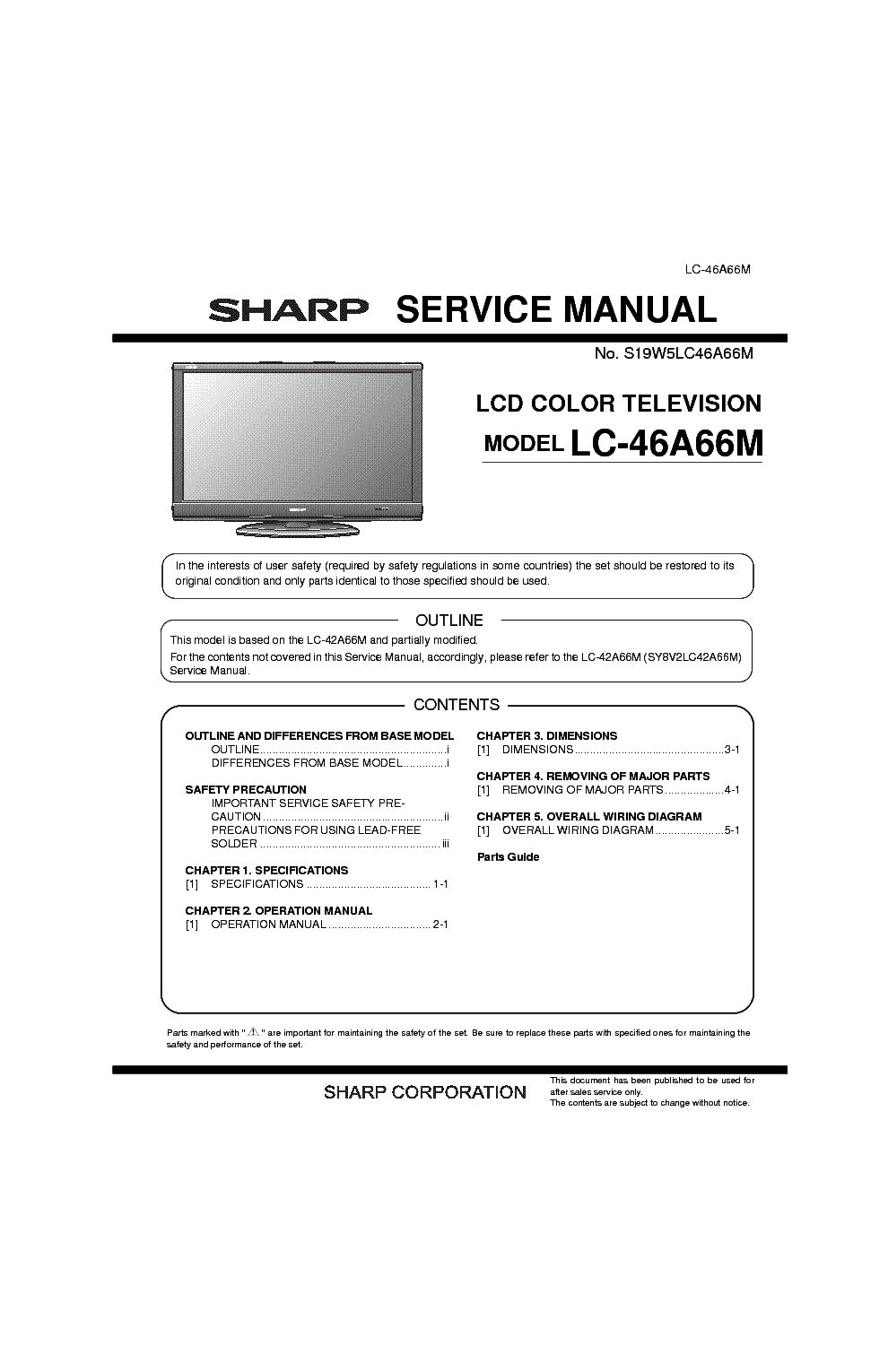 SHARP LC46A66M SM GB service manual (1st page)