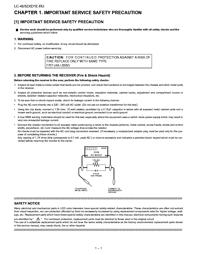 SHARP LC46XD1E LC52XD1E service manual (2nd page)