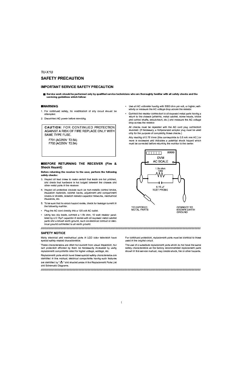 SHARP TU-X1U service manual (2nd page)