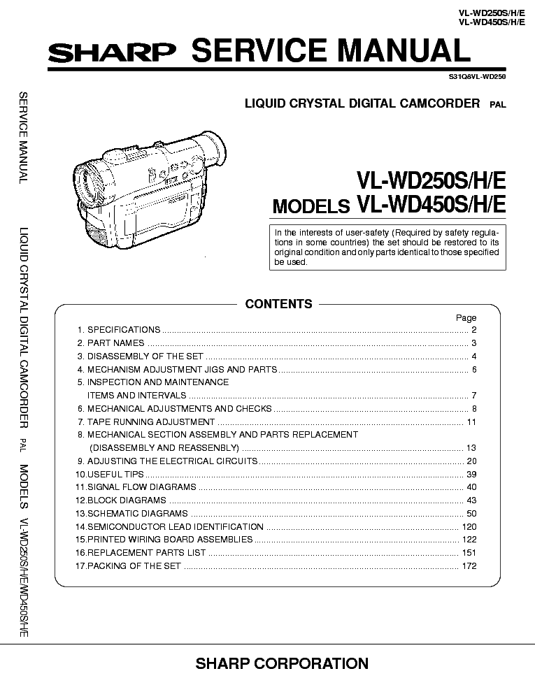 SHARP VL-WD250S-H-E-VL-WD450S-H-E service manual (1st page)
