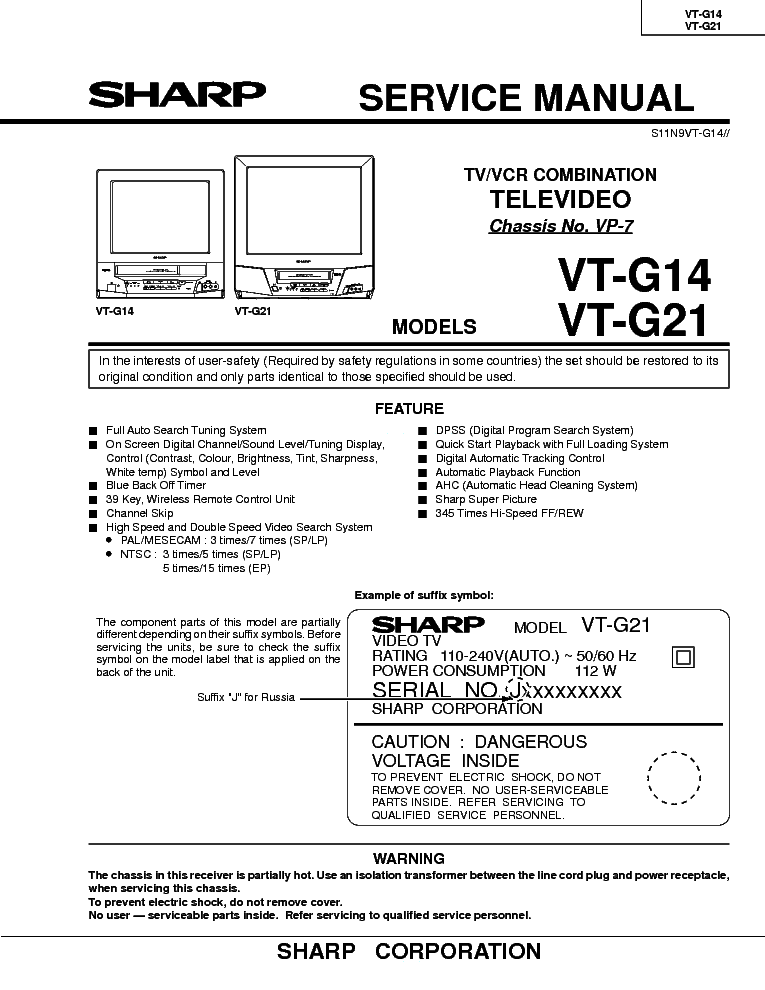 SHARP VT-G14-G24 SM service manual (1st page)