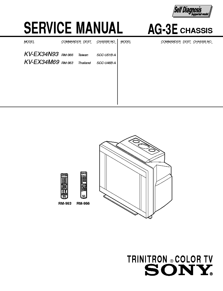 SONY AG3E CHASSIS KVEX34N93 service manual (1st page)