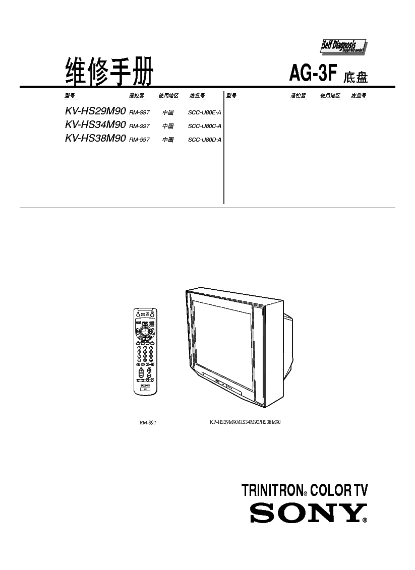 SONY AG3F CHASSIS KVHS29M90 service manual (1st page)