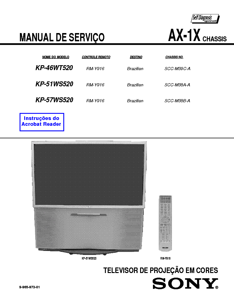 SONY AX1X CHASSIS KP46ET520 PROJECTION service manual (1st page)
