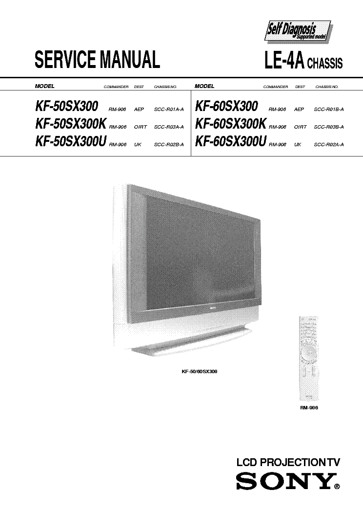 SONY CHASSIS LE4A KF50SX300 LCD PROJECTION service manual (1st page)