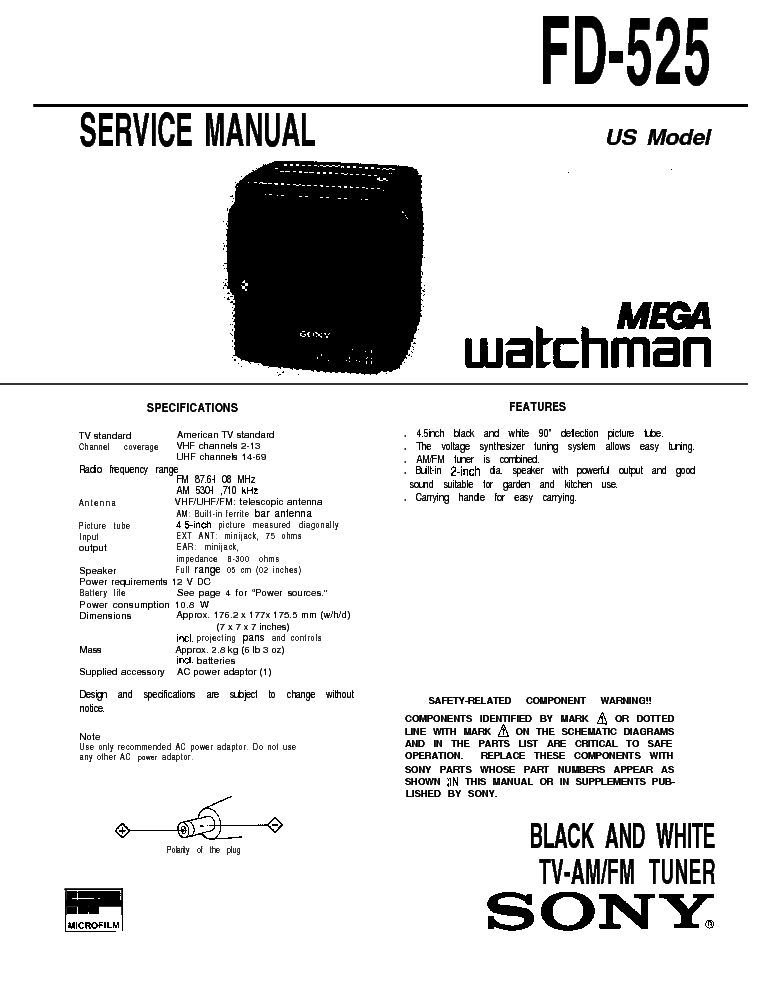 SONY FD-525 SM service manual (1st page)