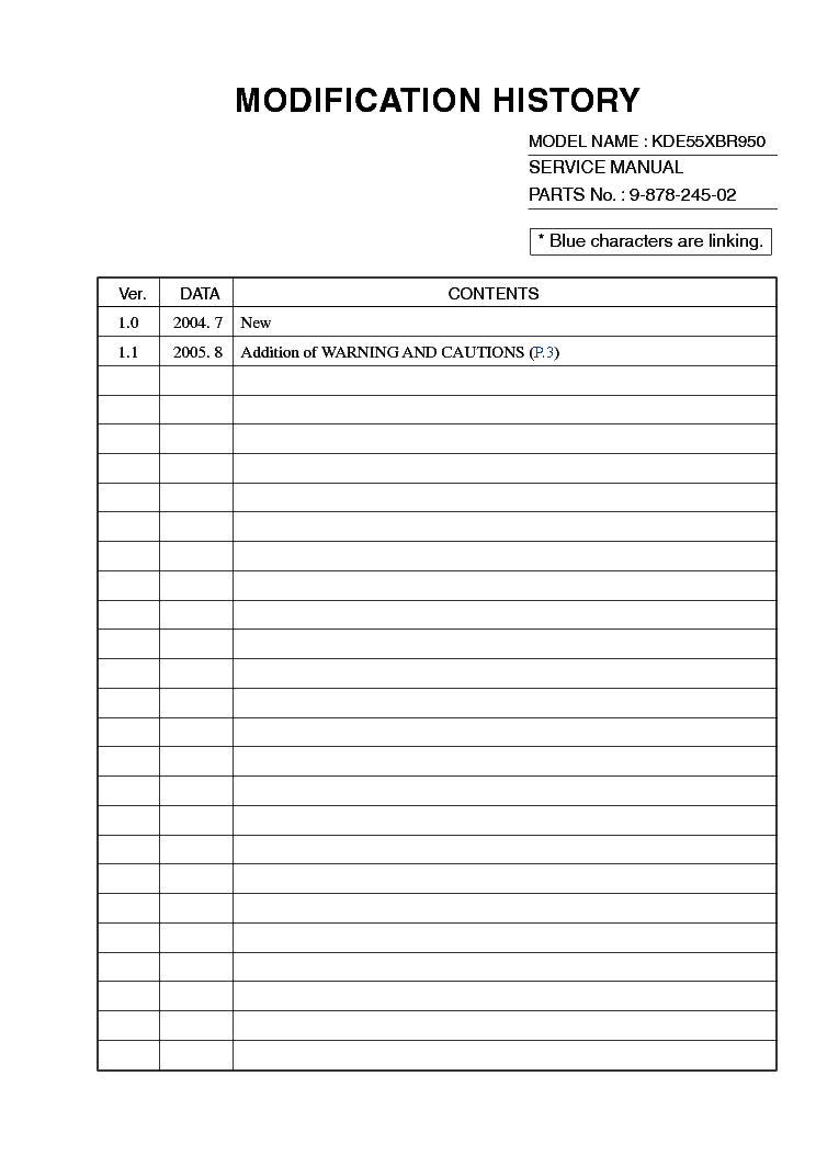 SONY KDE55XBR950 CH MR2 SM service manual (1st page)