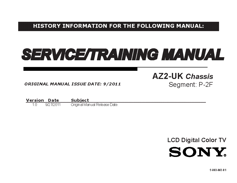 SONY KDL-32BX311 CHASSIS AZ2-UK VER.1.0 SEGM.P-2F STM service manual (1st page)