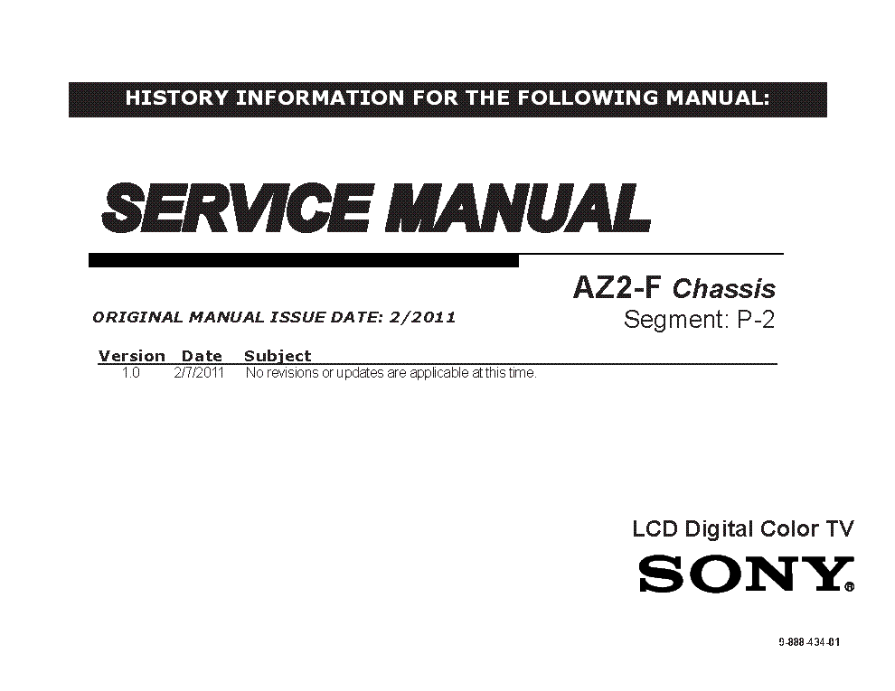 SONY KDL-32CX525 KDL-40CX525 CHASSIS AZ2-F VER.1.0 SEGM.P-2 SM service manual