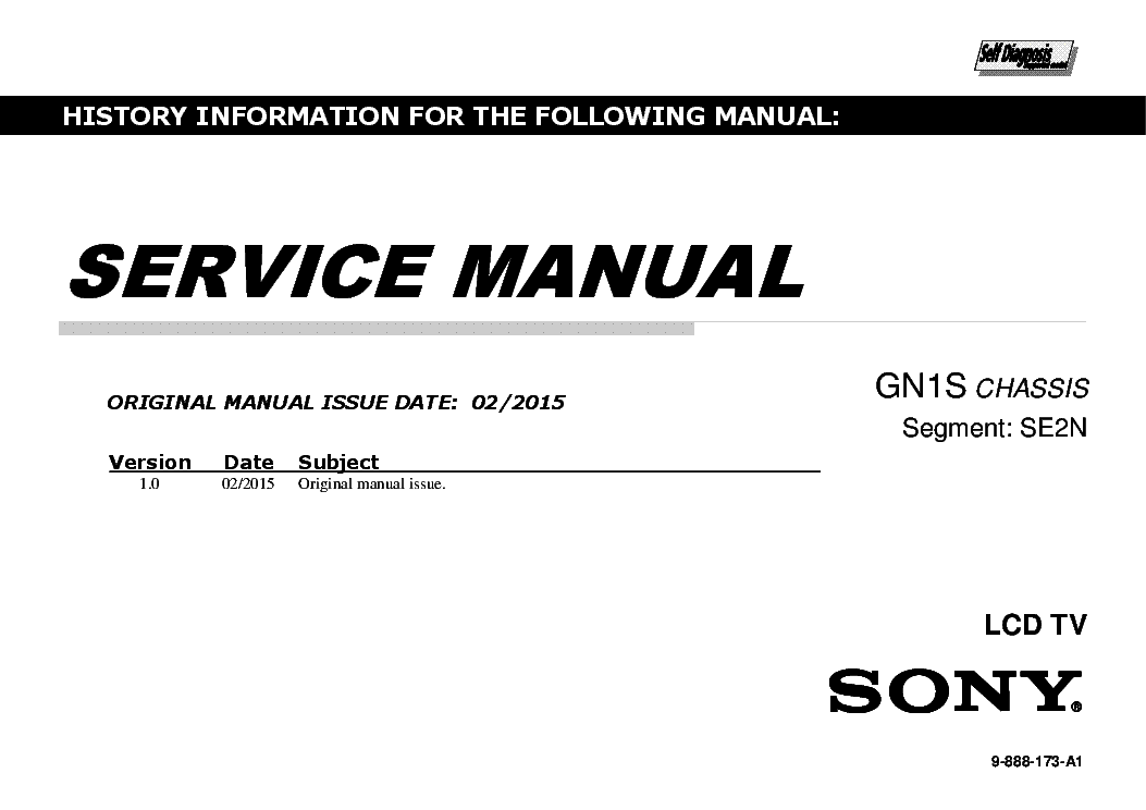 SONY KDL-40R505C CHASSIS GN1S SE2N SM service manual (1st page)