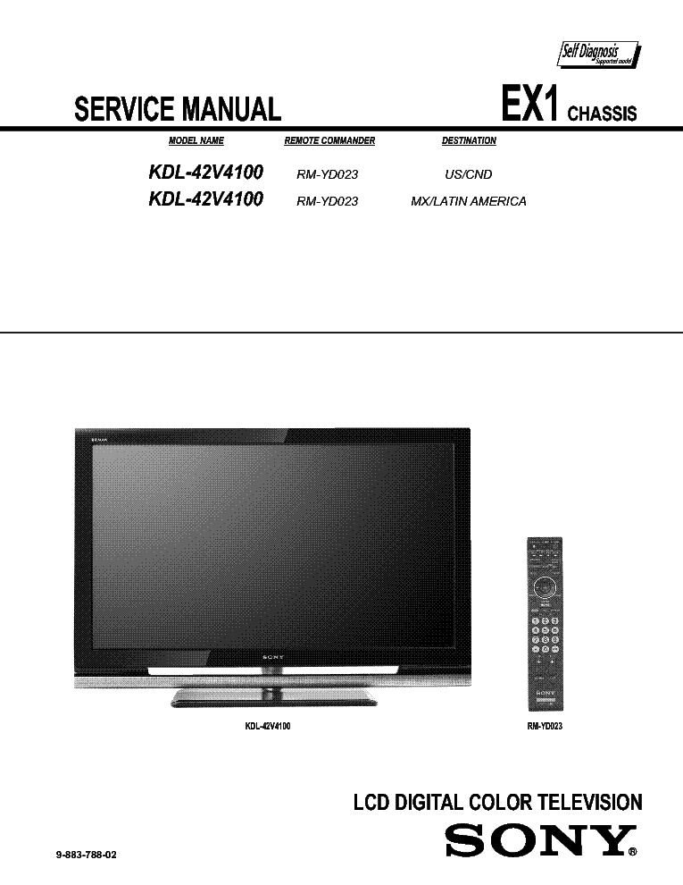 SONY KDL-42V4100 CHASSIS EX1 service manual (2nd page)