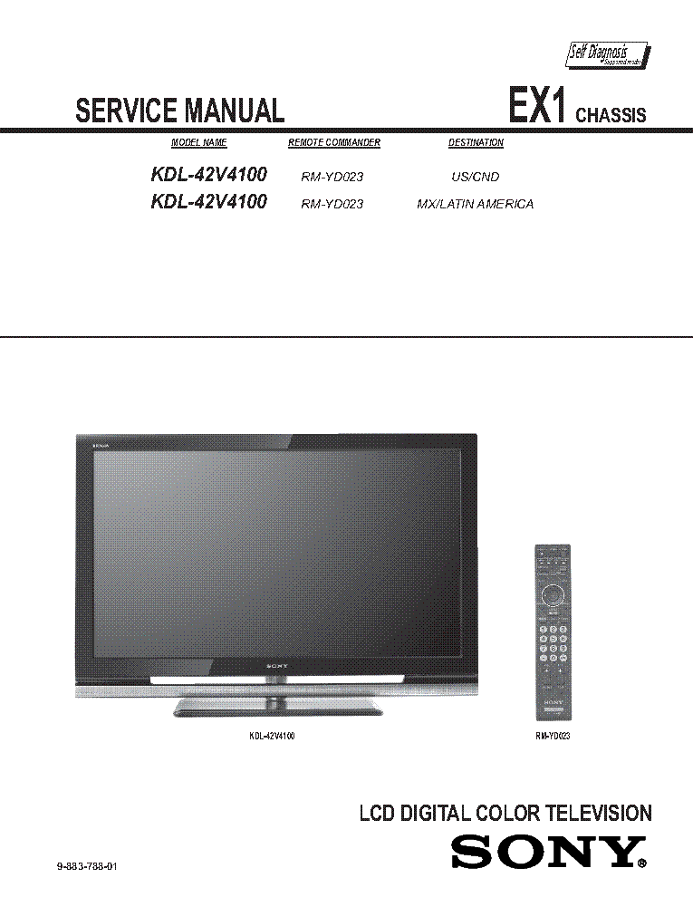SONY KDL-42V4100 CHASSIS EX1 REV.1 SM service manual (2nd page)