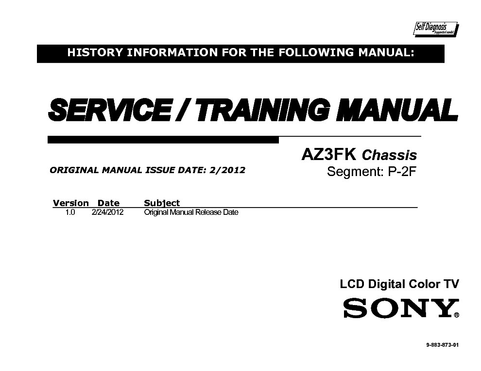 SONY KDL-46BX450 KDL-46BX451 AZ3FK CHASSIE service manual (1st page)