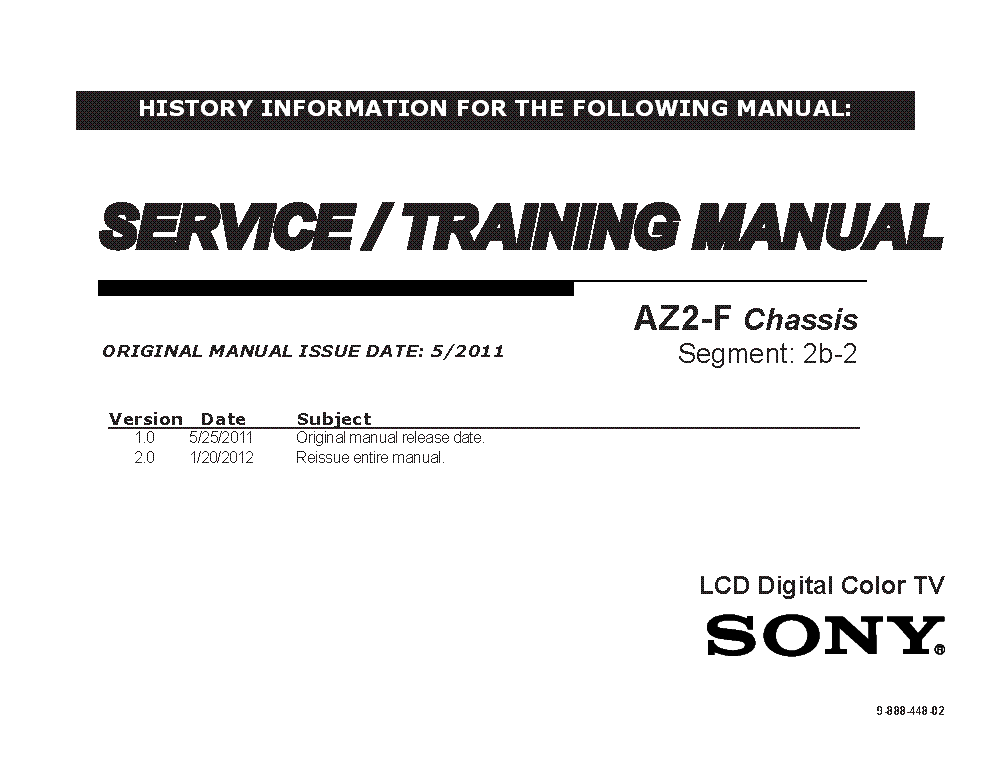 SONY KDL-46HX825 KDL-46HX825 CHASSIS AZ2-F VER.2.0 SEGM.2B-2 STM service manual