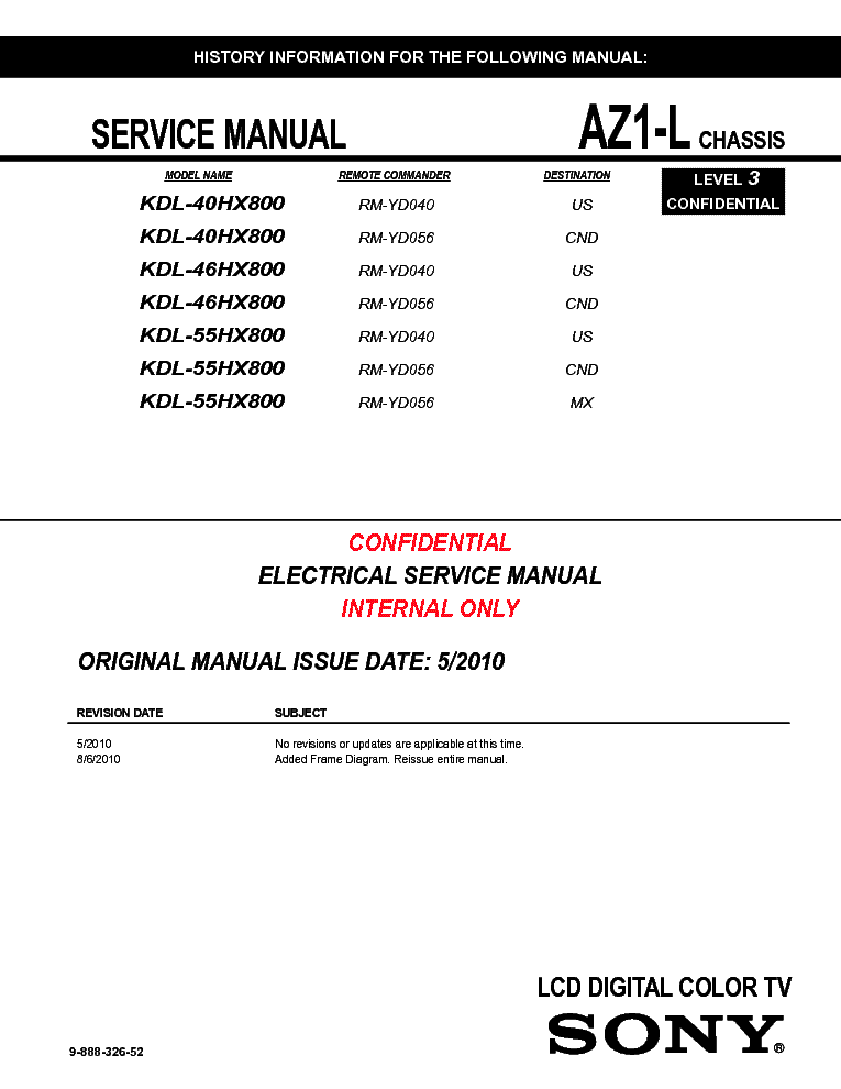SONY KDL-55HX800 AZ1-L service manual (1st page)