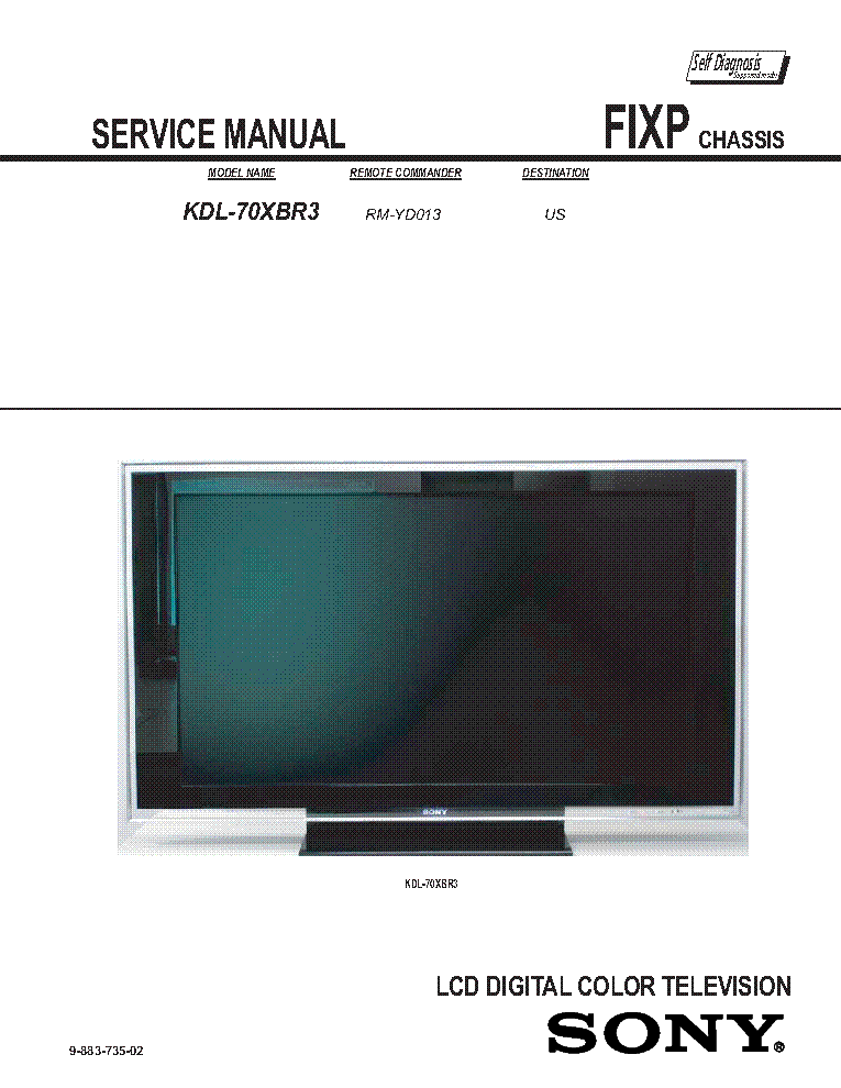 SONY KDL-70XBR3 CHASSIS FIXP REV.2 SM service manual (2nd page)