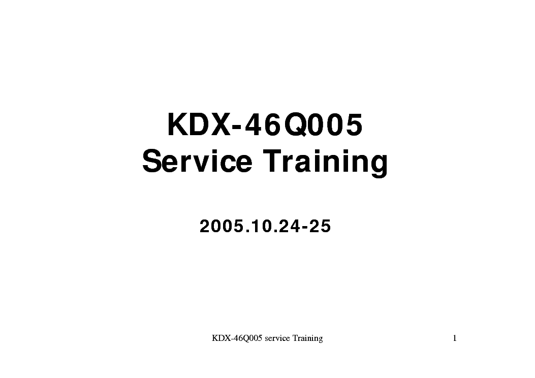 SONY KDX-46Q005 TRAINING-MANUAL service manual (1st page)