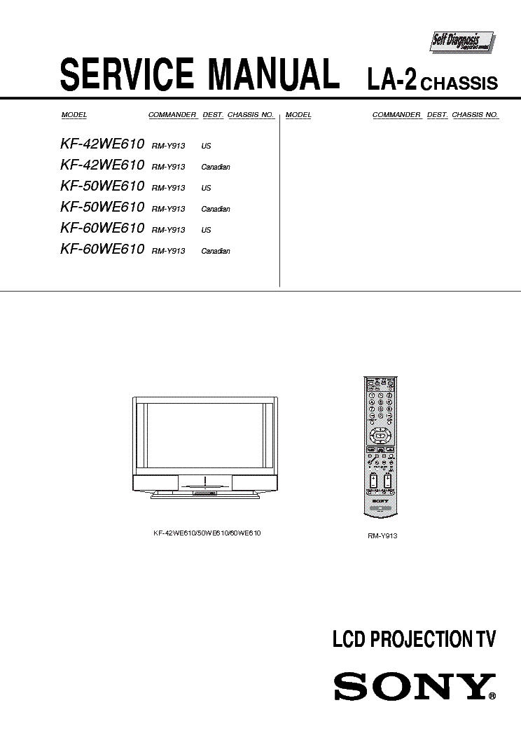 SONY KF-42 60WE610 service manual (1st page)