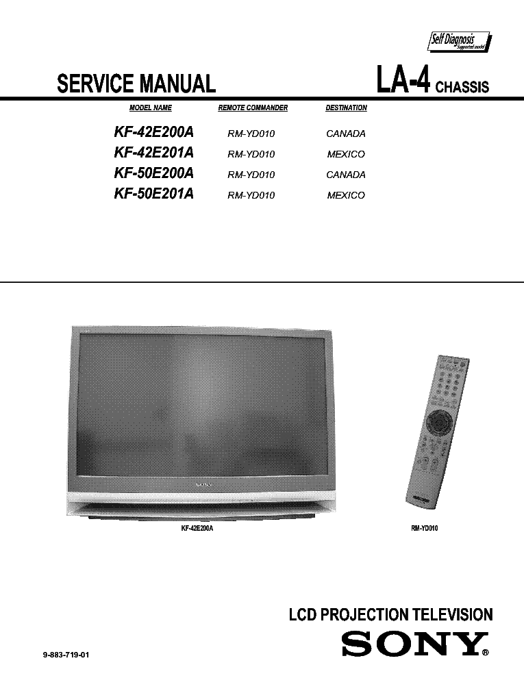 SONY KF-42E200A 42E201A 50E200A 50E201A CHASSIS LA-4 SM service manual (2nd page)