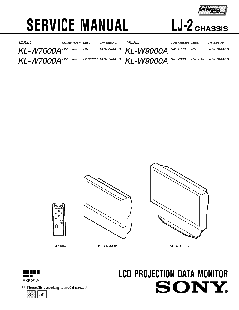 SONY KL-W7000A-LJ-2CHASSIS service manual (1st page)