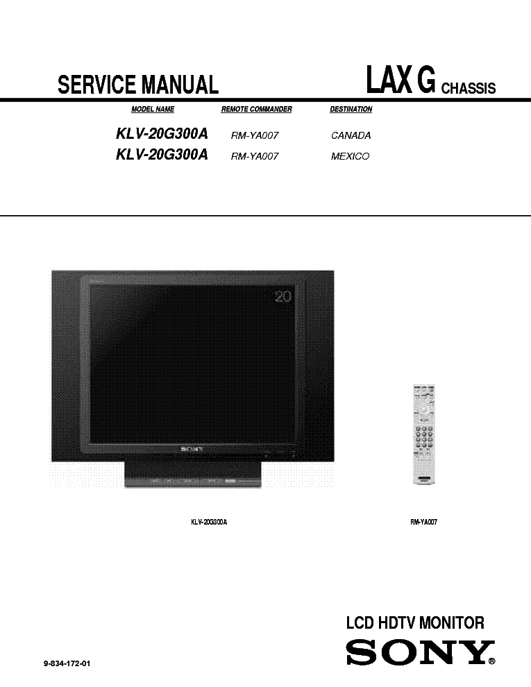 SONY KLV-20G300A CH LAXG SM service manual (2nd page)
