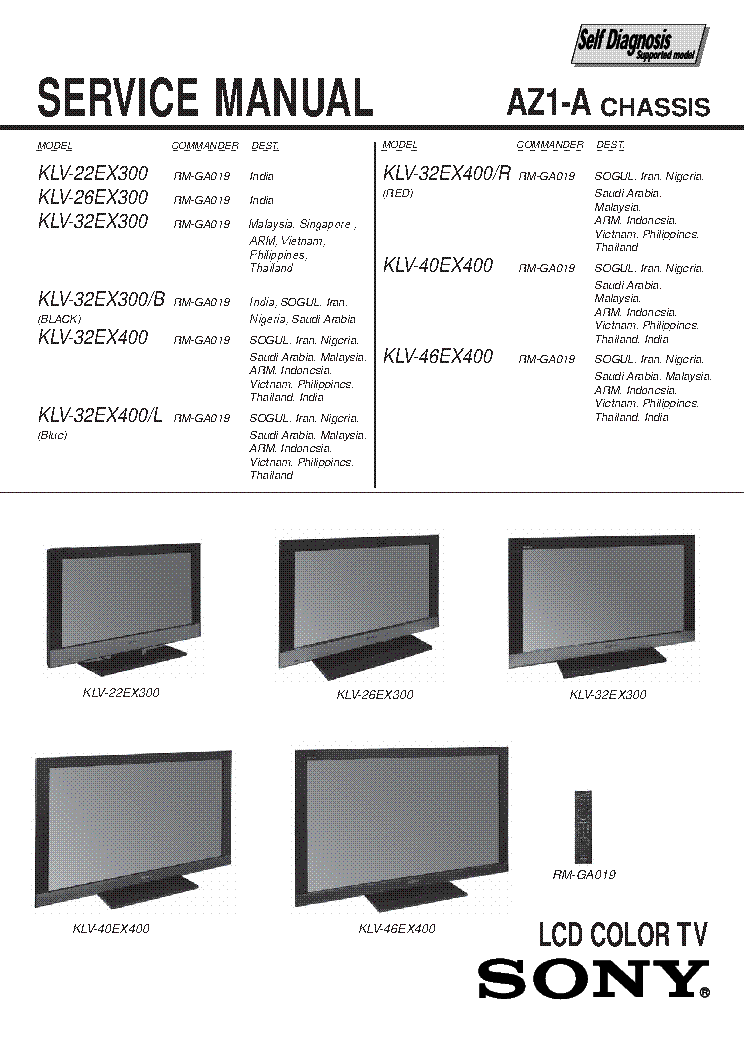SONY KLV-22EX300 26EX300 32EX300 32EX400 40EX400 46EX400 CHASSIS Z1-A 9-888-121-01 service manual (2nd page)