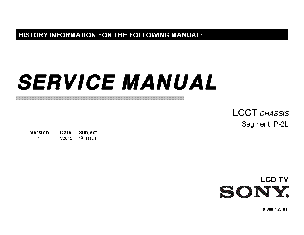 SONY KLV-24EX430 CHASSIS LCCT SEGM P-2L VER.1 SM service manual (1st page)