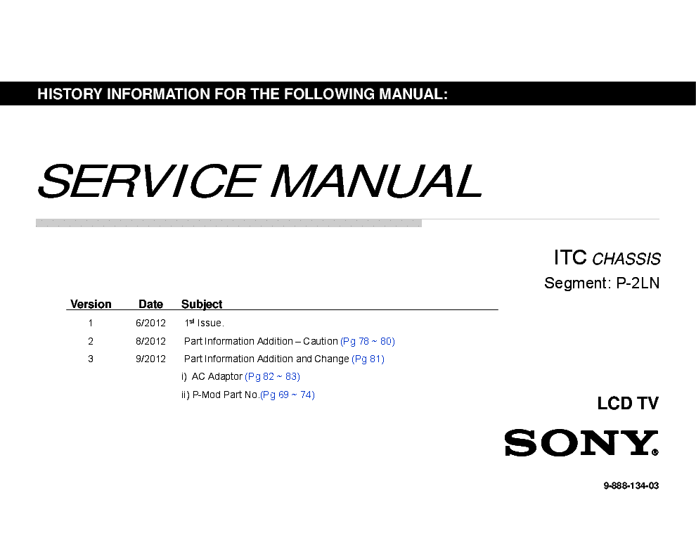 SONY KLV-40EX430 CHASSIS ITC service manual (1st page)