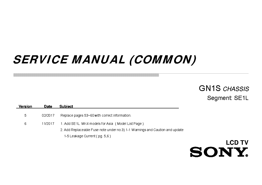 SONY KLV-40R352E CHASSIS GN1S SM service manual (2nd page)