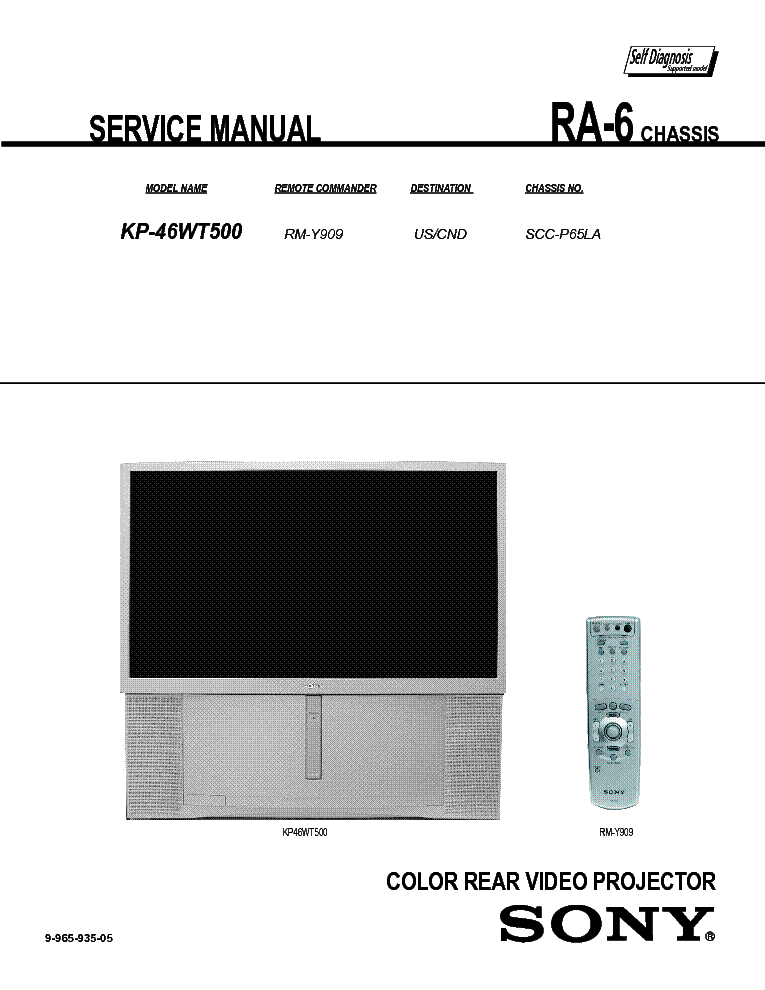SONY KP46WT500 service manual (2nd page)
