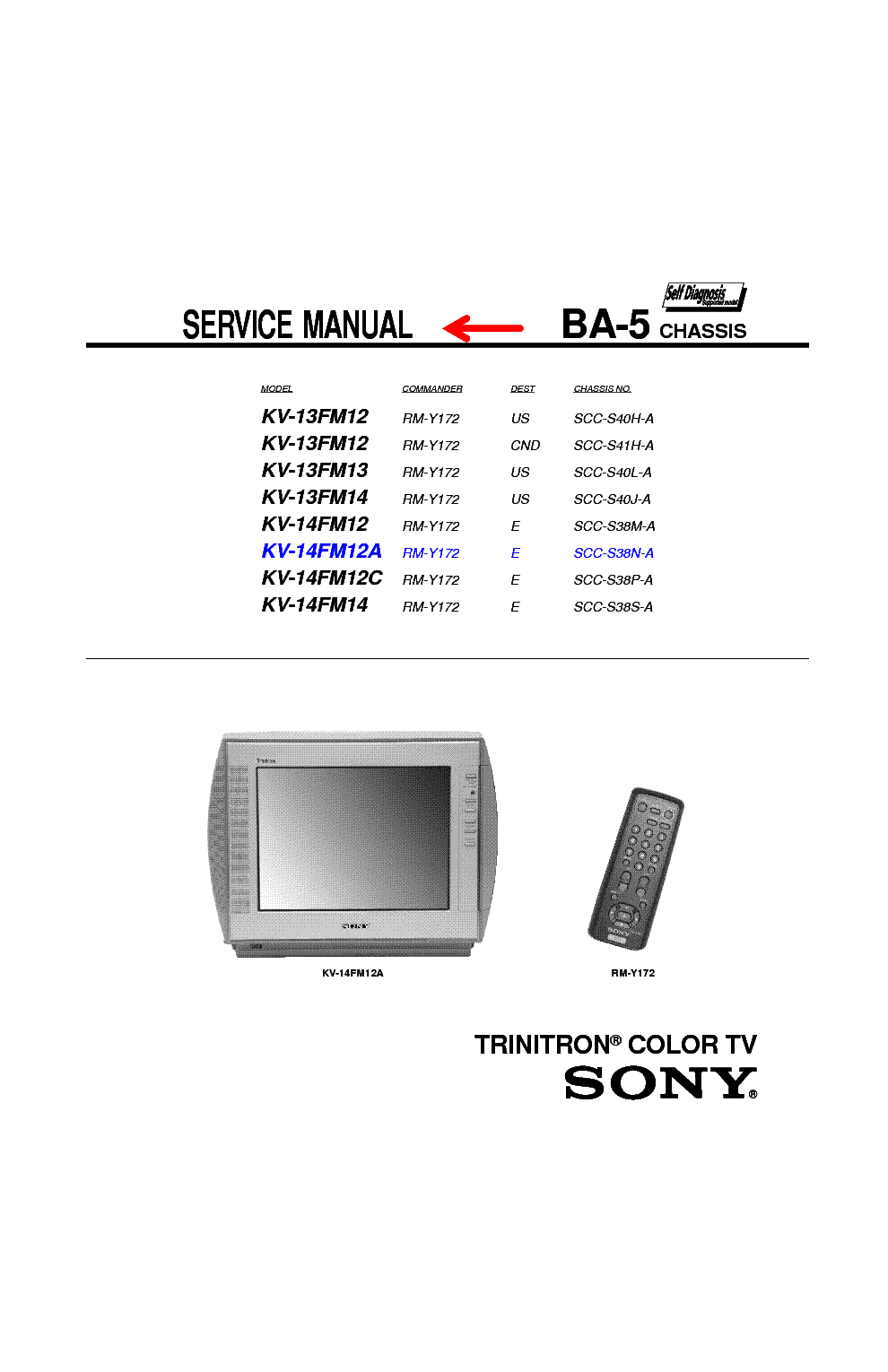 SONY KV-13-14FM12 M13 M14 CH BA-5 SM service manual (1st page)