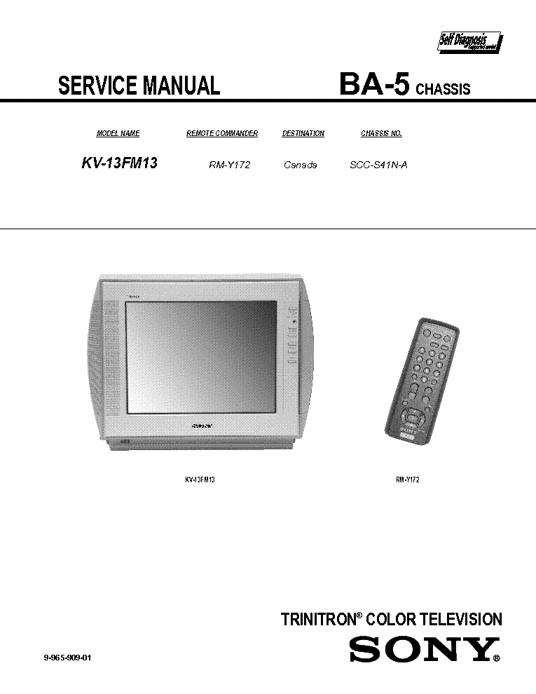 SONY KV-13FM13 CH BA-5 SM service manual (1st page)